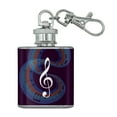 thumbnail image 1 of Treble Clef on Music Notes Stainless Steel 1oz Mini Flask Key Chain, 1 of 3