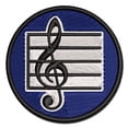 thumbnail image 1 of Treble Clef on Staff Music Applique Multi-Color Embroidered Hook & Loop Patch - 3.5 Inch Large, 1 of 5
