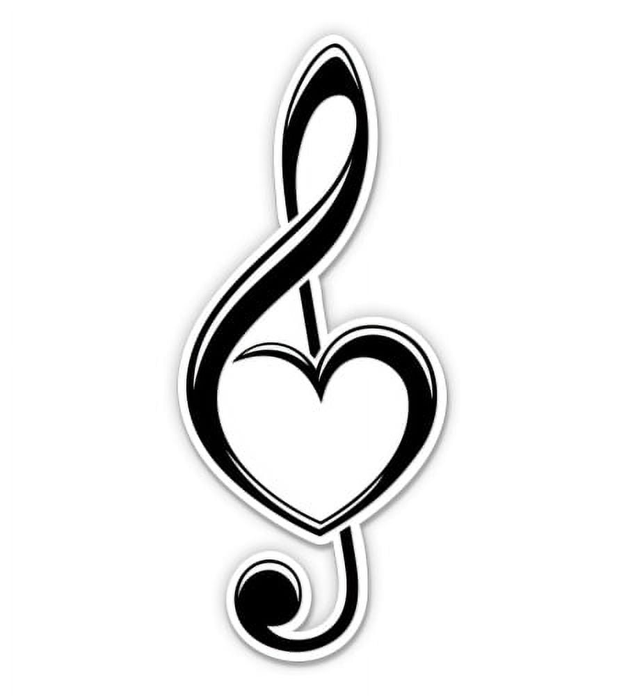 Treble Clef with Heart Love Music - 7" Vinyl Sticker - For Car Laptop I ...