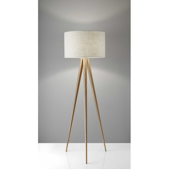 Treble Floor Lamp Three Natural Wood Finish Legs