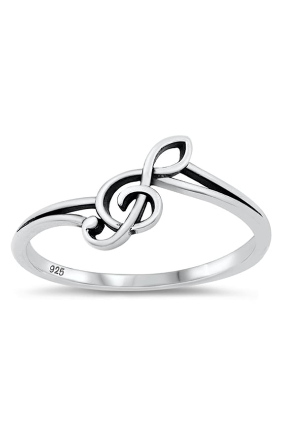 Treble G Clef Music Note Ring .925 Sterling Silver Band Jewelry Female Male Unisex Size 10