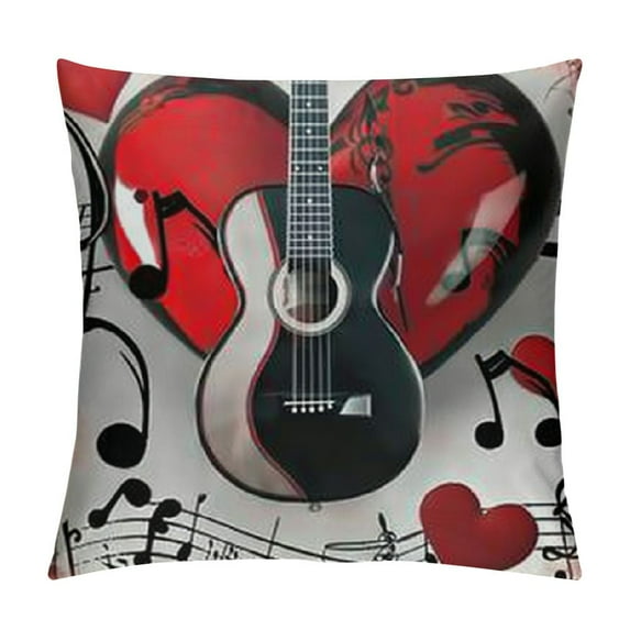 Treble Love and Music Print Fun Cushion Cover Novelty Throw Pillow Case Outdoor Sofa Couch Living Room Single