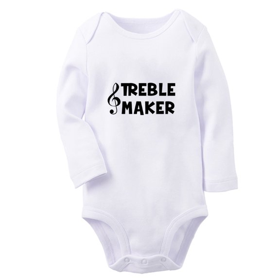 Treble Maker Funny Rompers, Newborn Baby Unisex Bodysuits, Infant Jumpsuits, Toddler 0-12 Months Kids Long Sleeves Oufits (White, 0-6 Months)