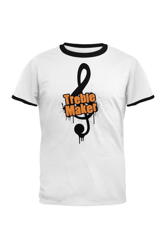 Treble Maker Mens Ringer T Shirt White-Black 2XL