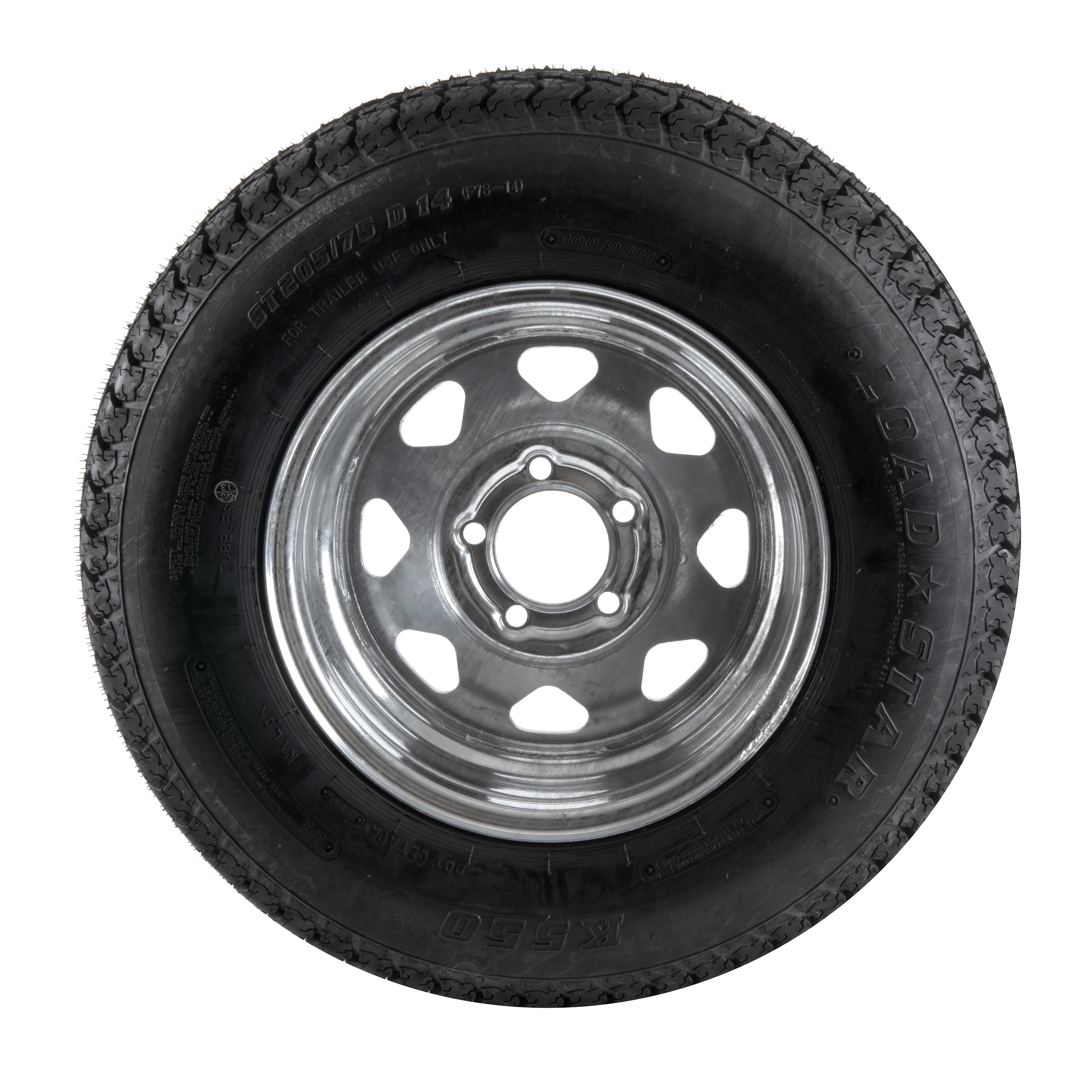 Tredit Load Star 14" 5 Hole Galvanized Trailer Tire (Nitrogen) 205/75D14 C