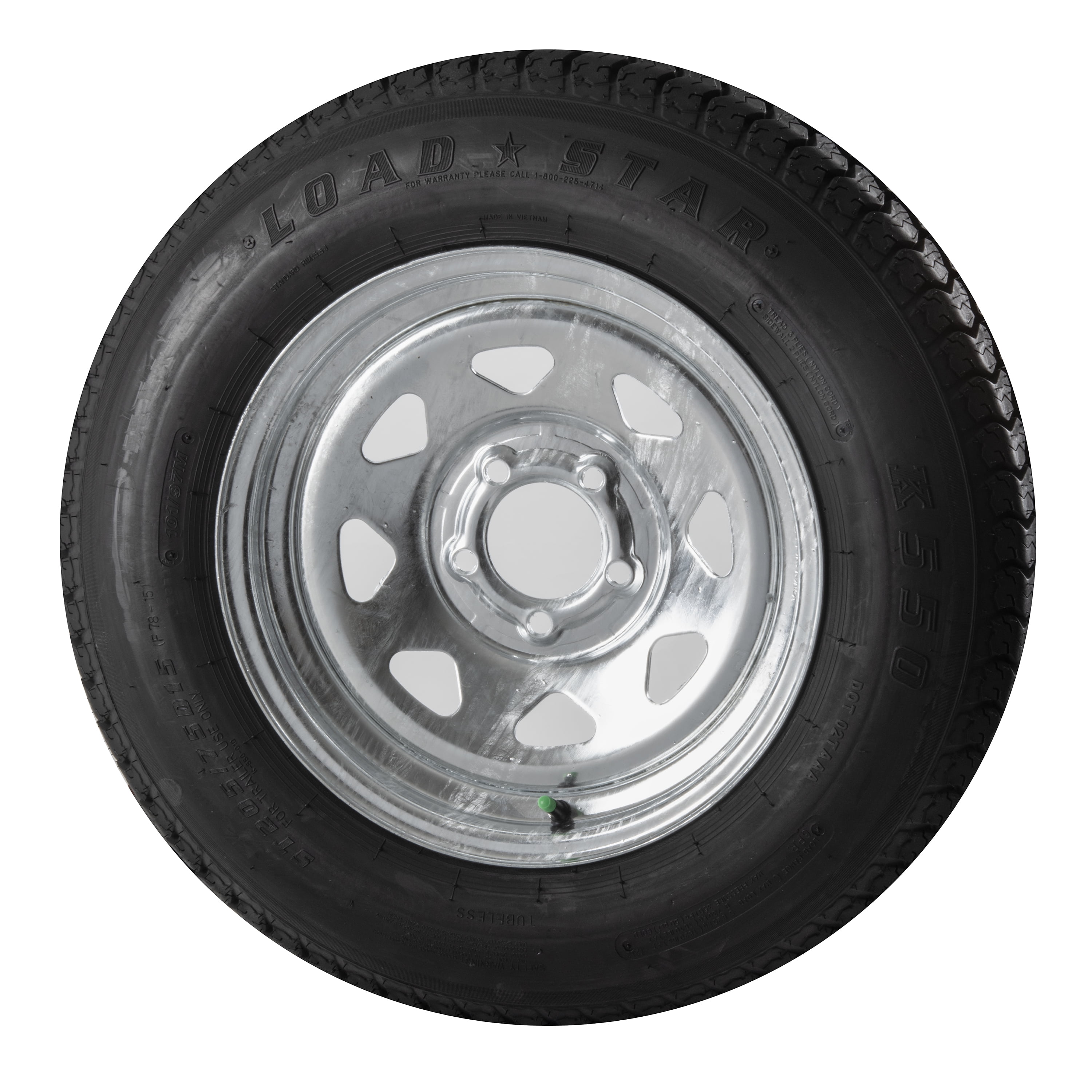 Tredit Load Star 15" 5 Hole Galvanized Trailer Tire (Nitrogen) 205/75D15 C / 5H