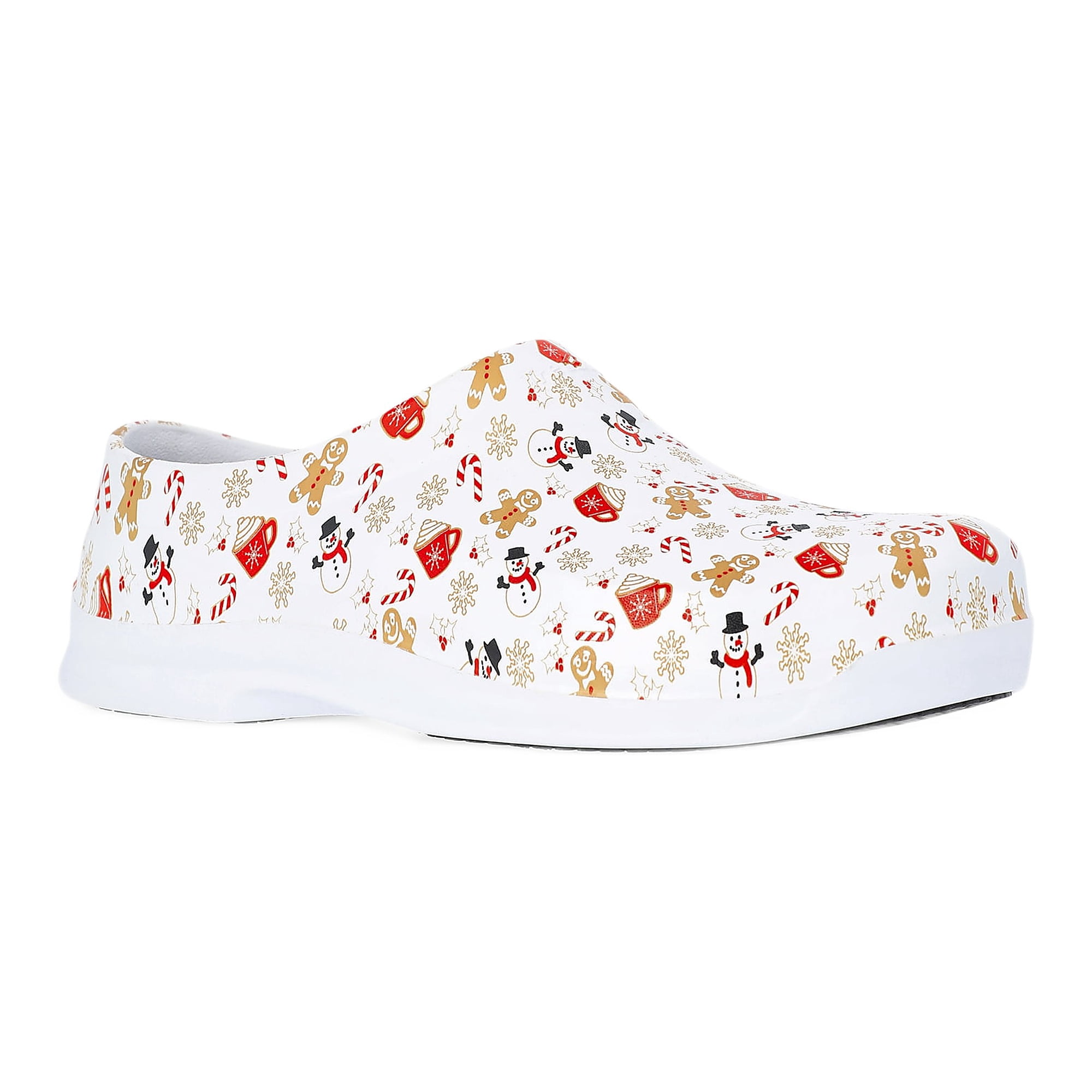 TredSafe Caspian Unisex Slip-Resistant Clogs, Holiday Print