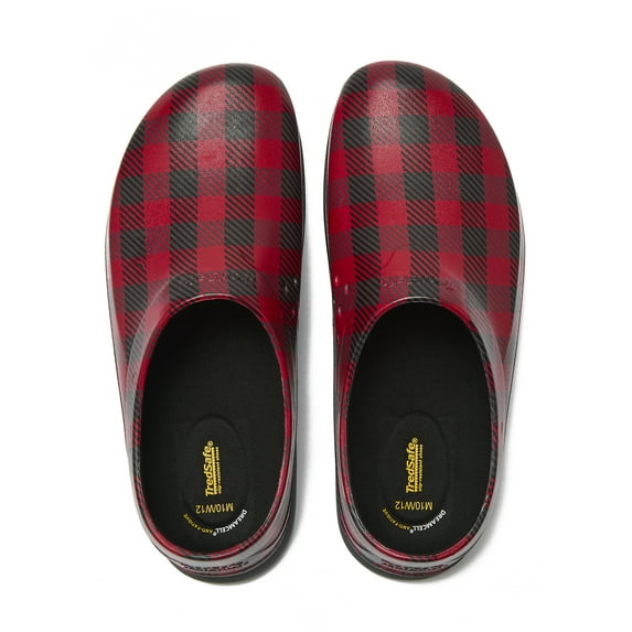 TredSafe Unisex Men’s or Women’s Caspian Slip Resistant Clogs, Buffalo Plaid