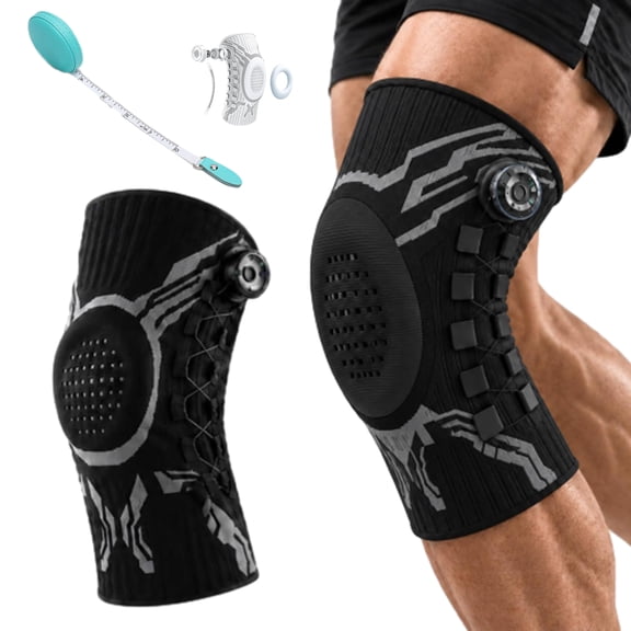 Tredvik Knee Sleeve Adjustable Knee Brace with Precision Dial Gel Pad Non-Slip Knee Support for Walking Work Stairs