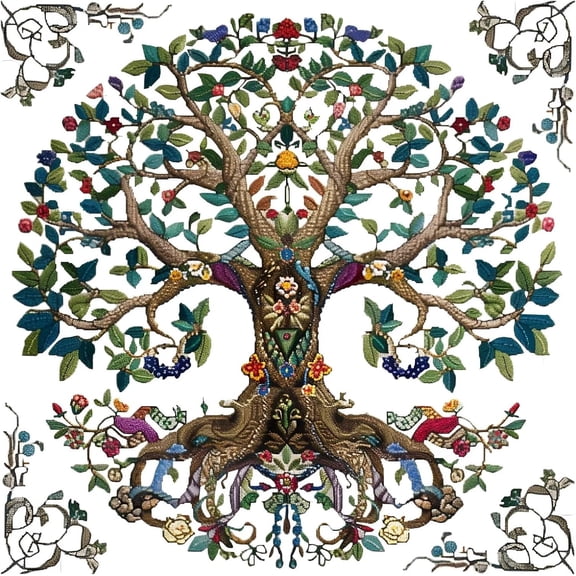 Tree 11ct Cross Stitch Kits, 11 CT Funny Pre Printed Counted Stamped Cross Stitch Embroidery Needlepoint Needlework Patterns Kits for Beginners Adults Crossstitch 40x40 cm