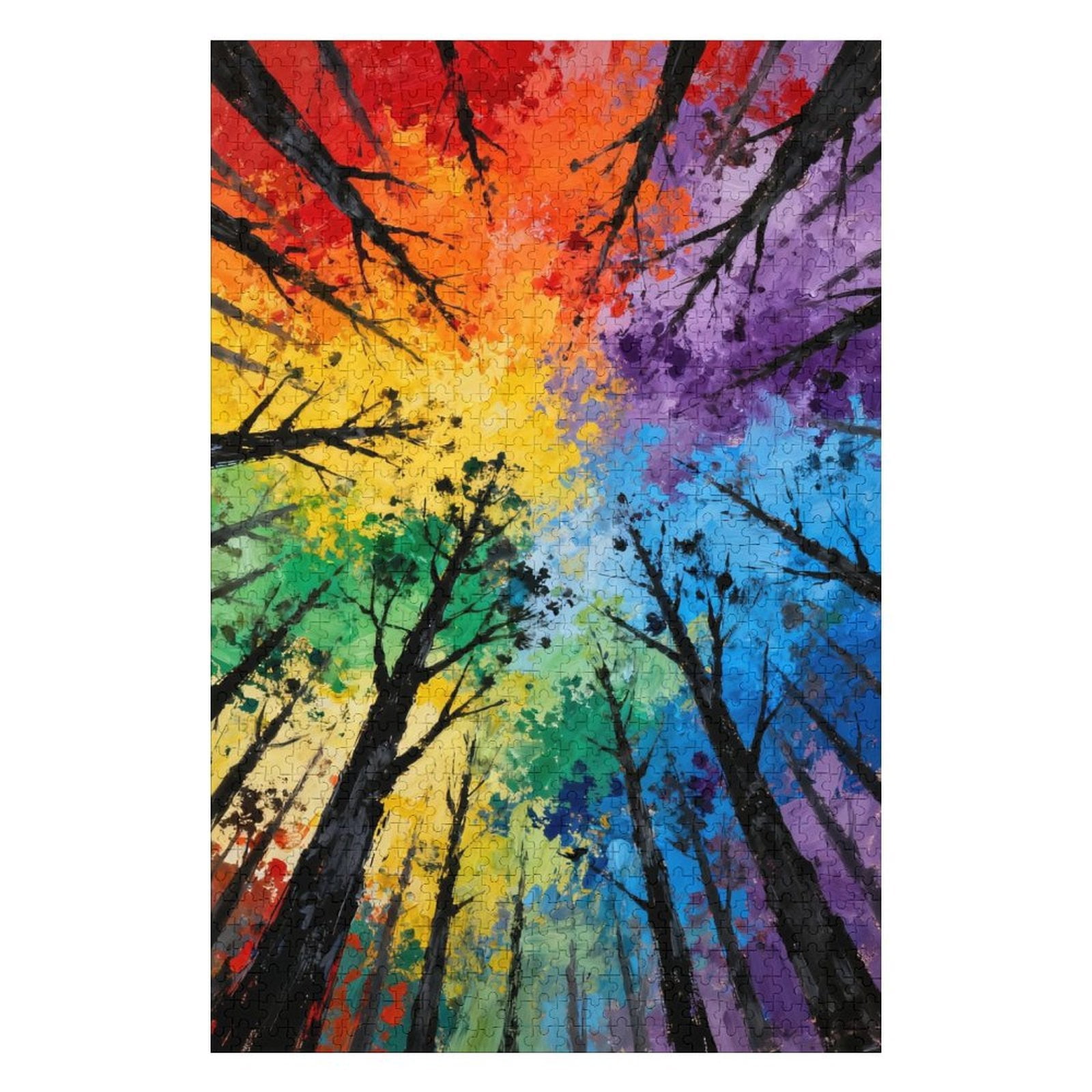 Tree 500 Pieces Puzzle for Adults, Larkipuzz Rainbow Forest Art