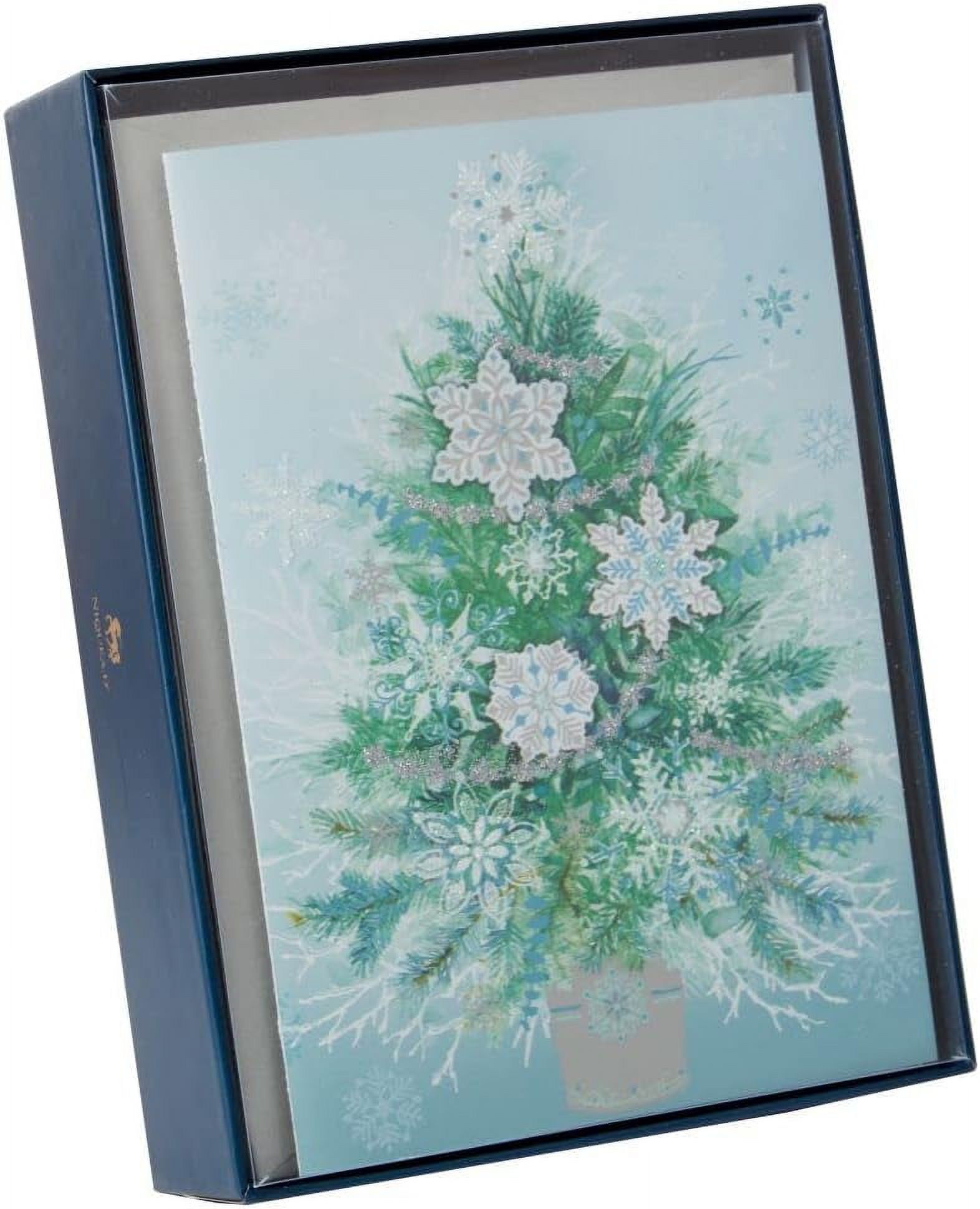 Caspari Poinsettias Boxed Christmas Cards - Set Of 16 Cards & Envelopes, Gold Bronzed, Premium Swiss Printed, 4.75" X 6"
