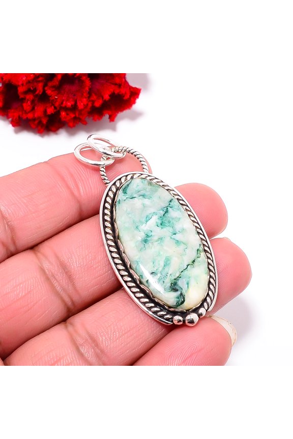 Tree Agate - Australia Designer Handmade 925 Sterling Silver Pendant 2.15 P99849, Christmas Gift