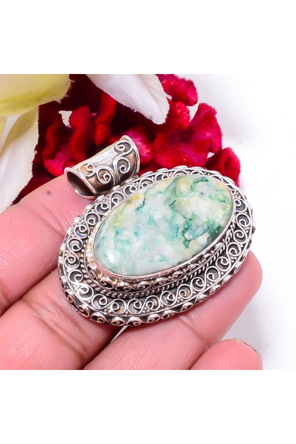 Tree Agate Fine Art 925 Sterling Silver Pendant 1.56 Sk35, Christmas Gift