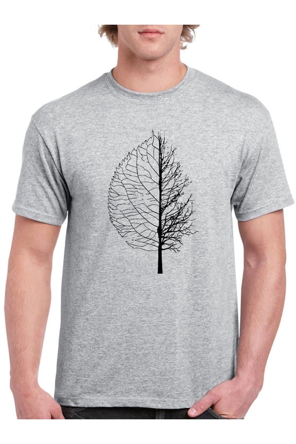 Tree And Leaf T-Shirt Men -Smartprints Designs, Male 5X-Large