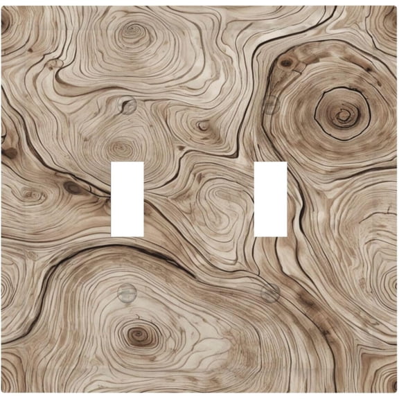 Tree Annual Rings Burl Texture Brown Wood Grain Print Decorative Switch Plates 2 Gang Double Toggle Outlet Light Switch Cover Wall Plate Electrical Faceplate for Farmhouse Bedroom Decor