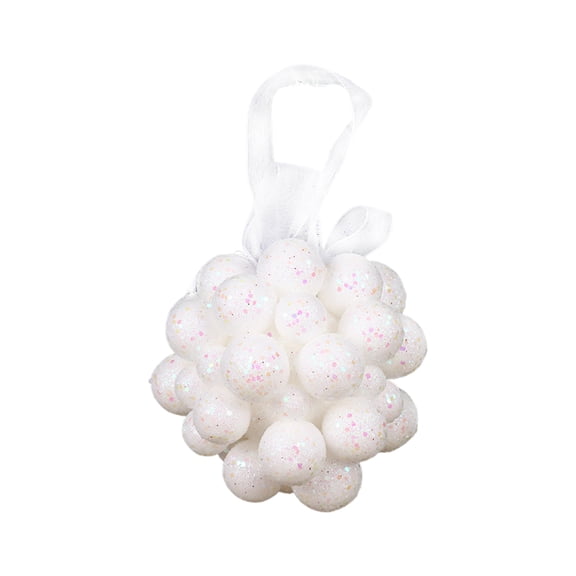 Tree Ball Ornament 2.4 Inch Foam Hanging Ball Decoration for New Year Birthday Home Party Supplies White
