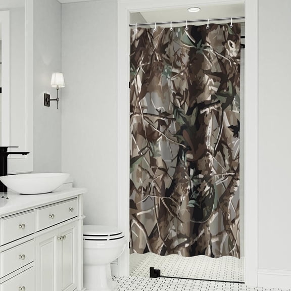 Tree Bark Camo Branches Pattern Shower Curtain 36"x72" ,Bathroom Decorative Shower Curtains Set with 12 Hooks,Modern Waterproof Washable Shower Curtain