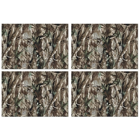 Tree Bark Camo Branches Pattern Summer Placemats Table Placemats Set Of 4-Linen Kitchen Washable Placemats Table Mats 11.8"x17.7" Non-Slip Heat Resistant