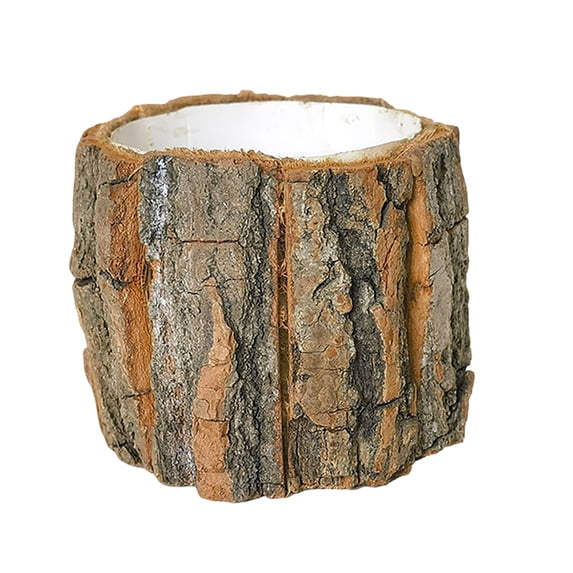 Tree Bark Stump Planter Rustic Succulent Pot Farmhouse Flower Pot For Indoor Outdoor Garden Use