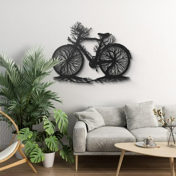 Tree Bicycle Metal Wall Art Decor