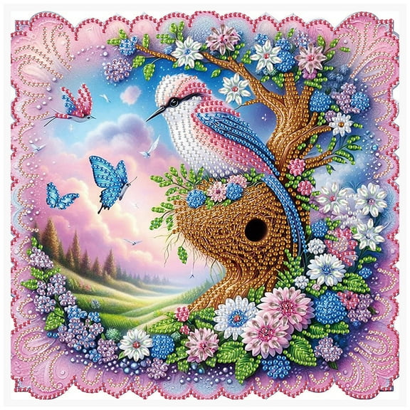 Tree Birdhouse Birdie Diamond Art Painting Kit