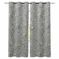 thumbnail image 1 of Tree Birds Blackout Curtains 45 Inches Long for Bedroom, Vintage Grey Flower Floral Branch Spring Thermal Insulated Room Darkening Black Out Window Curtain Panels Grommet Drapes for Living Room, 1 of 8