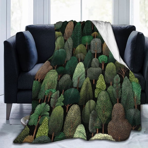 Tree Blanket Forest Botanical Pattern Soft Lightweight Throw Blanket Woodland Nature Couch Sofa Bed 50x40