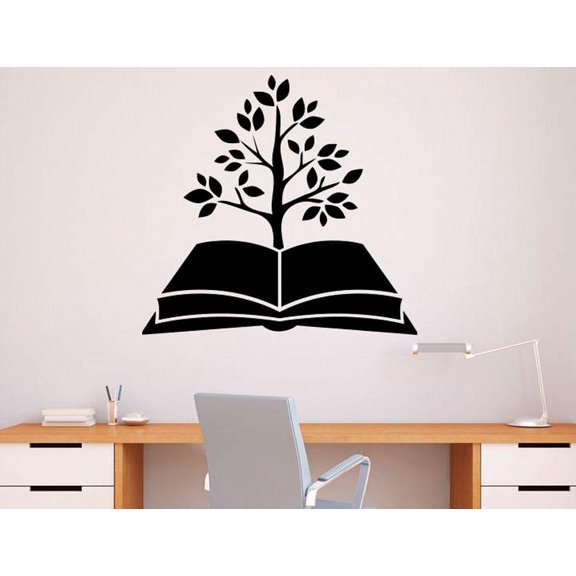 Tree Book Wall Decal Library Vinyl Sticker School Education Home Art Design Murals Modern Room Interior Decoration 44x42cm
