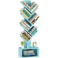 thumbnail image 1 of Tree Bookshelf - 6 Shelf Retro Floor Standing Bookcase, Tall Wood Book Storage Rack for CDs/Movies/Books, Utility Organizer Shelves Bedroom, Living Room, Home Office, Rustic Brown, 1 of 8