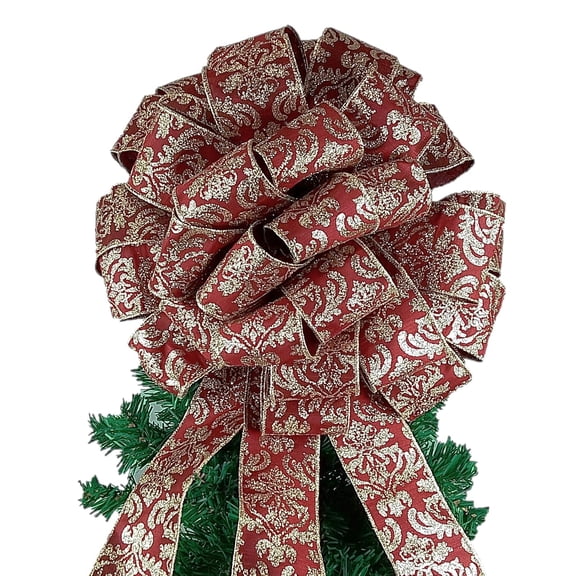 Tree Bow | Christmas Tree Topper Bow | Present Bow | Burgundy, Maroon, : TB19 (Customized Tree Bow)