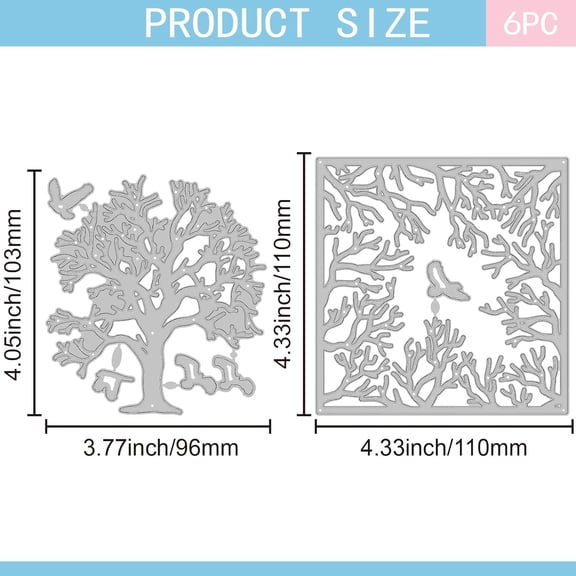 Tree and Branch Background Cutting Dies for DIY Scrapbooking Metal Branch Frame Cut Dies Spring Birds Die Cuts for Card Making Embossing Photo Album Craft Decor