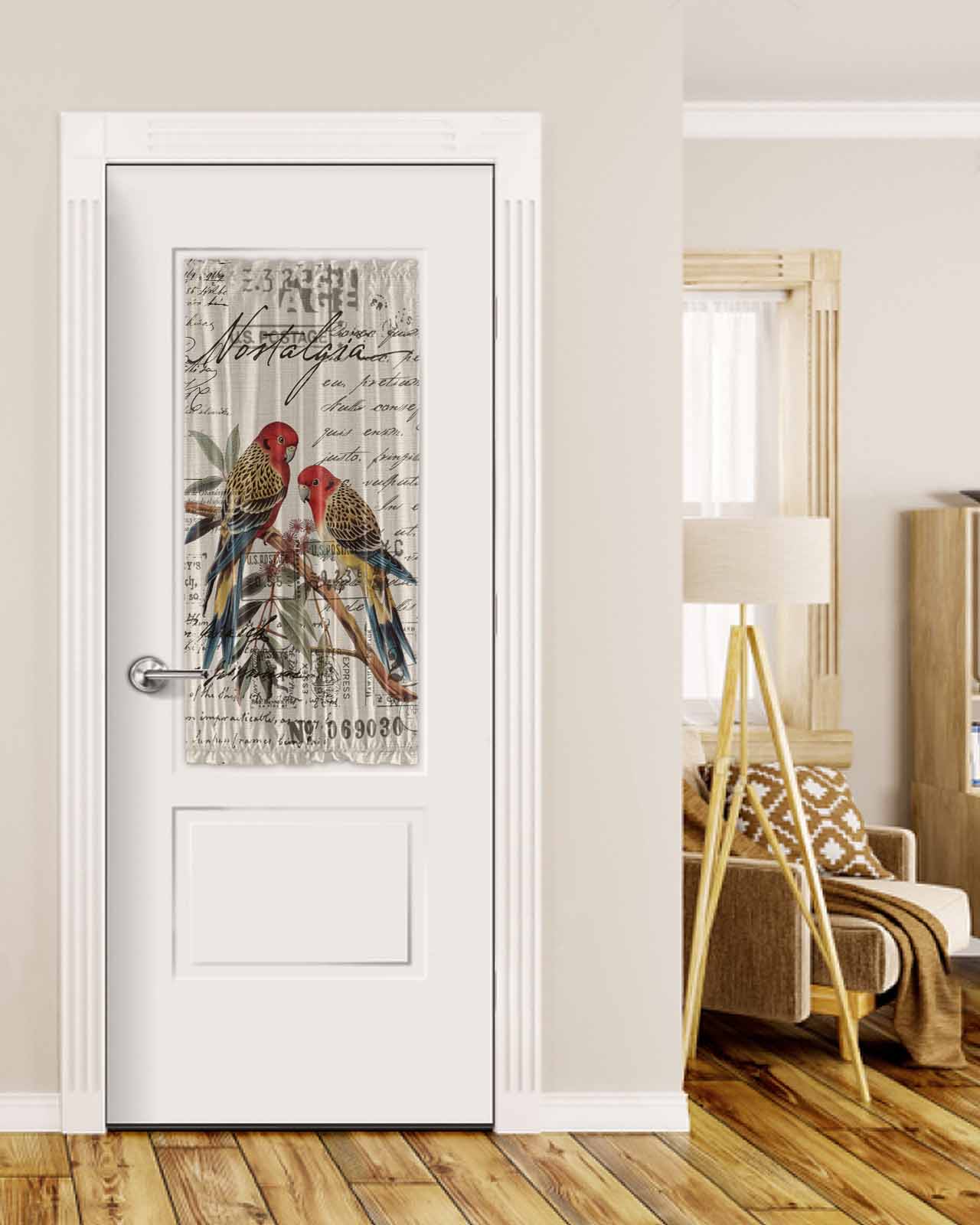 Tree Branch Birds Door Curtains for Doorway Privacy, Blackout French