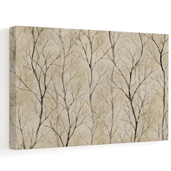Tree Branch Canvas Wall Art, Rustic Vintage Brown Withered Tree Botanical Wall Art Prints Artwork Framed Canvas Ready to Hang Art Pictures for Bathroom, Dressing Table, Entryway 12" x 8"