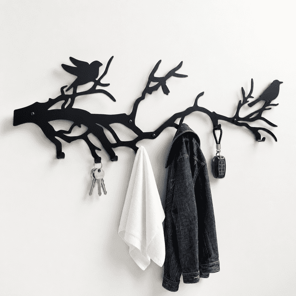 Tree Branch Inspired Wall Mounted Coat Rack Hooks for Coats, Hats and Keys