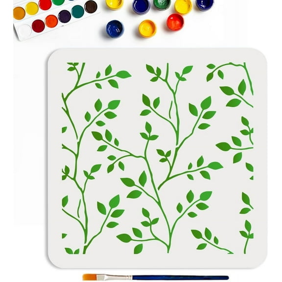 Tree Branch Leaf Template 11.8x11.8inchs Vine Leaf Stencils Reusable Branches Layering Stencil Nature Theme Template
