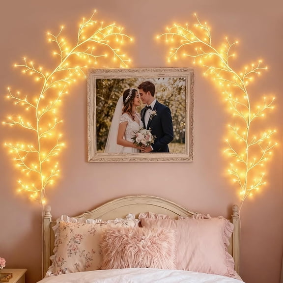 Tree Branch Lights for Wall: 7.5Ft 144 LEDs White Enchanted Vine with Lights - Lighted Willow Fairy Light for Room Christmas Halloween Meditation Wall Decor