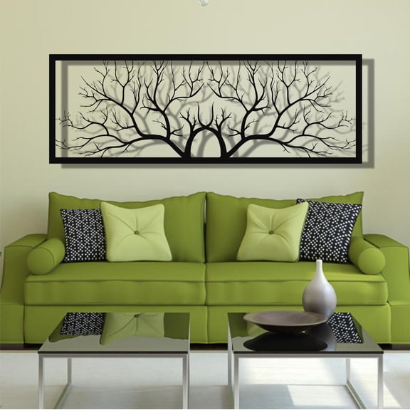Tree Branch Metal Wall Art for Home and Outside - Wall-Mounted Geometric Metal Wall Decor - Drop Shadow 3D Effect Wall Decoration for Living Room Bedroom