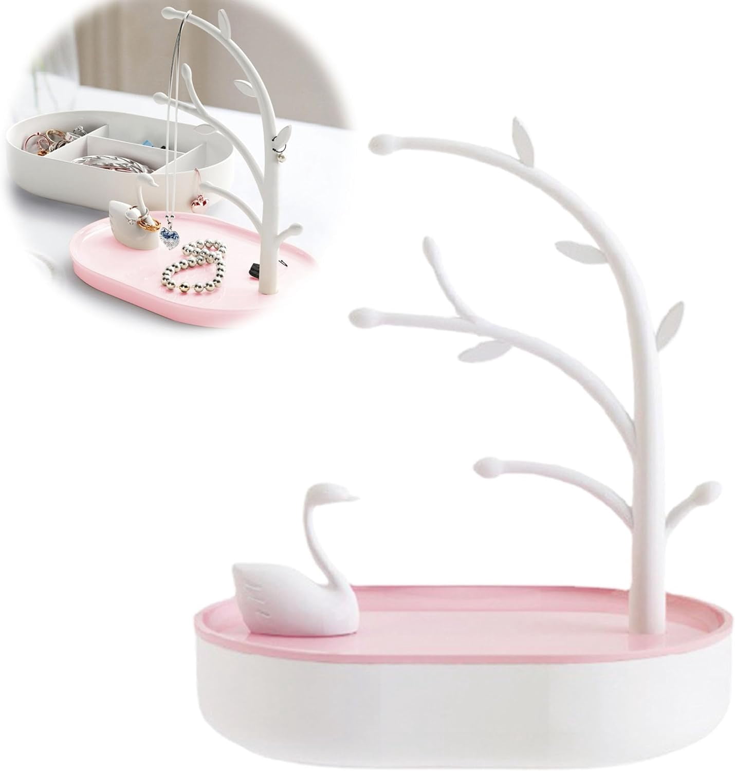 Tree Branch Swan Jewelry Display Stand with Storage Base, Tree Tower ...