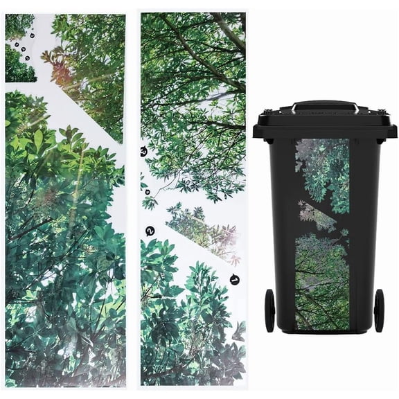 Tree Branch Trash Can Sticker 2Pcs Large 33.46x11.93 Inch Wall Decal Self Adhesive PVC Waterproof Window Cling Dustbin Decor Sticker for DIY Bedroom Stairway Nursery Home Trash Cans Decoration