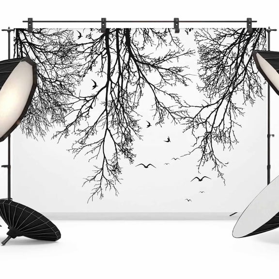 Tree Branches Bird Photography Backdrop 8x6FT, Black Deadwood Vintage Abstract Photo Backdrops, Background for Photography Studio Photo Studio Background, Back Drop for Photoshoot