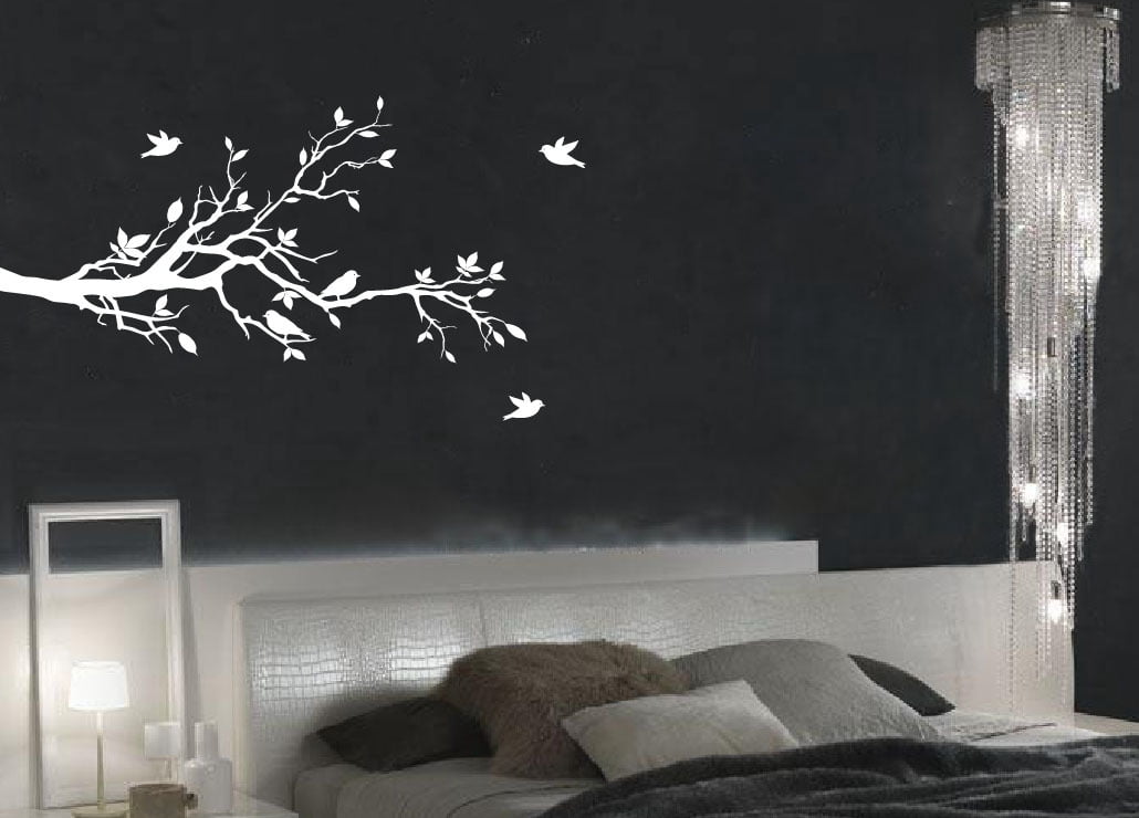 Tree Branches Wall Decal Love Birds Vinyl Sticker Nursery Leaves 56 ...