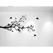 INNOVATIVE STENCILS Tree Branches Wall Decal Love Birds Vinyl Sticker Nursery Leaves 56 Wide X 28 High (Left to Right Matte Black)