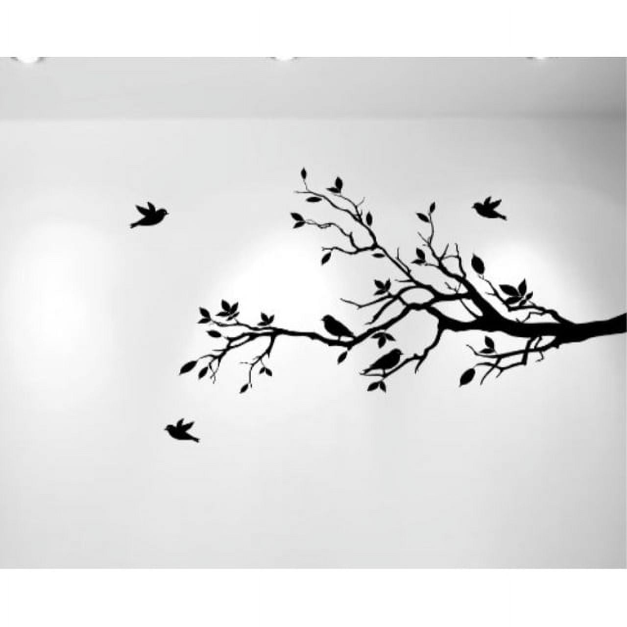 Black Vinyl Tree Branch and Birds Wall Decal for Nursery