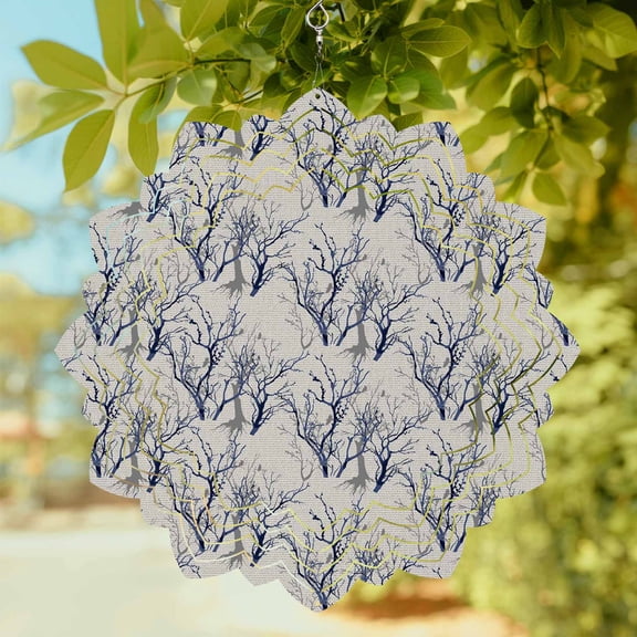 Tree Branches Wind Spinner for Garden Yard 8In, Abstract Gradient Purple Black Tree Silhouette Grey 3D Stainless Steel Kinetic Hanging Wind Spinners Rustproof Outdoor Decor for Lawn Patio Home