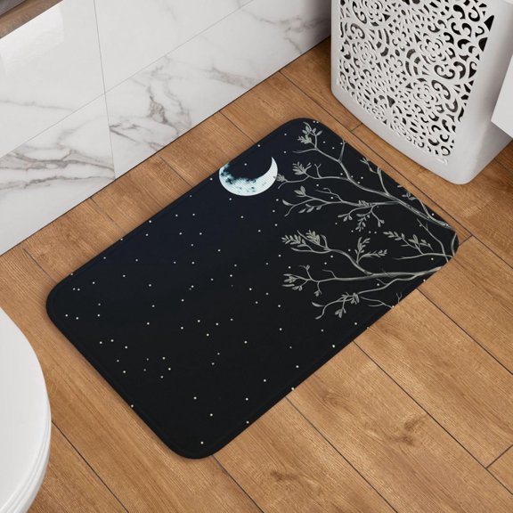 Tree Branches and Moon Doormat Non-Slip Absorbent Soft Washable Floor Mat 16 x 24 Inch for Kitchen Bedroom Bathroom Decor