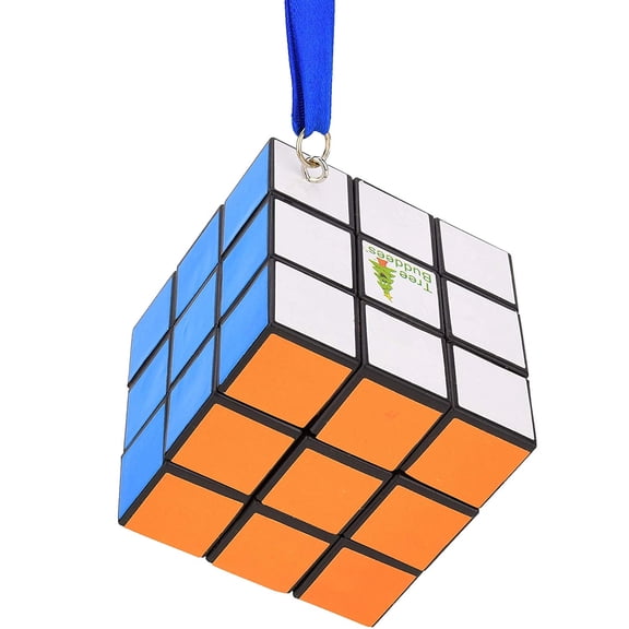 Tree Buddees Christmas Ornaments Colored Cube Puzzle with Blue String