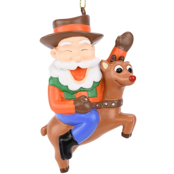 Tree Buddees Cowboy Santa Riding Rudolph Christmas Ornament