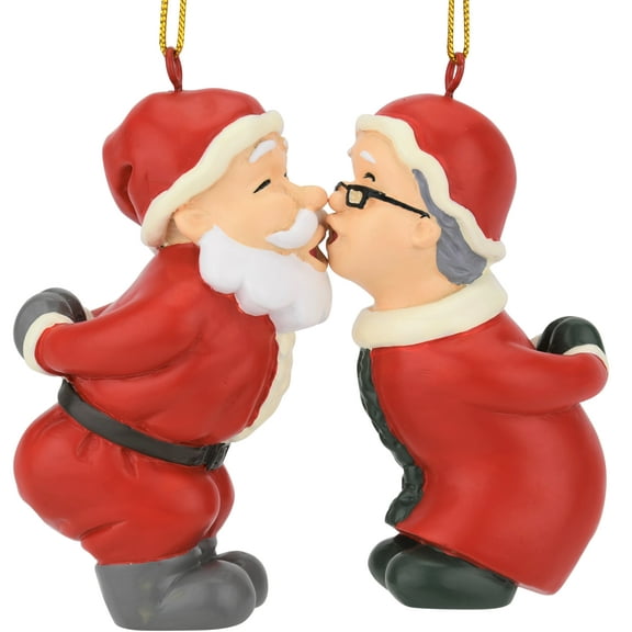 Tree Buddees Cute Kissing Claus' Magnetic Set of 2 Christmas Ornaments