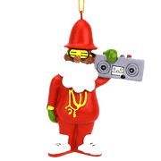 Tree Buddees Funny Retro Hip Hop Rapper Santa Claus Christmas Ornament, 80s 90s Throwback, Boombox Bling, Hand-Painted